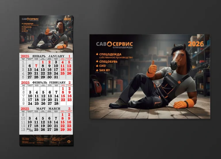 Календарь квартальный для компании «САВСЕРВИС». Дизайн. Печать.